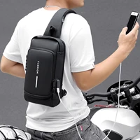 usb charging sport sling bag male anti theft chest bag with password lock water resistant lightweight shoulder bag e2s