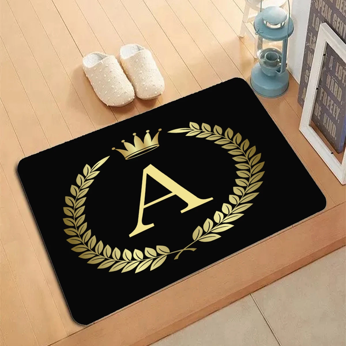 

Декоративный коврик для входной двери с черными и золотыми буквами 40x6 см, Нескользящие напольные коврики для ванной и дома, ковер в скандина...