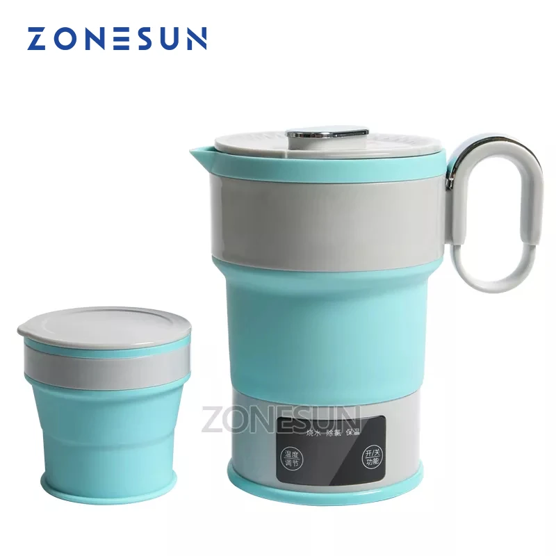 ZONESUN 0.6L Folding  Electric Kettle Thermos Auto Power-Off Protection Travel Mini Portable Heating Water Boiler Tea Coffee