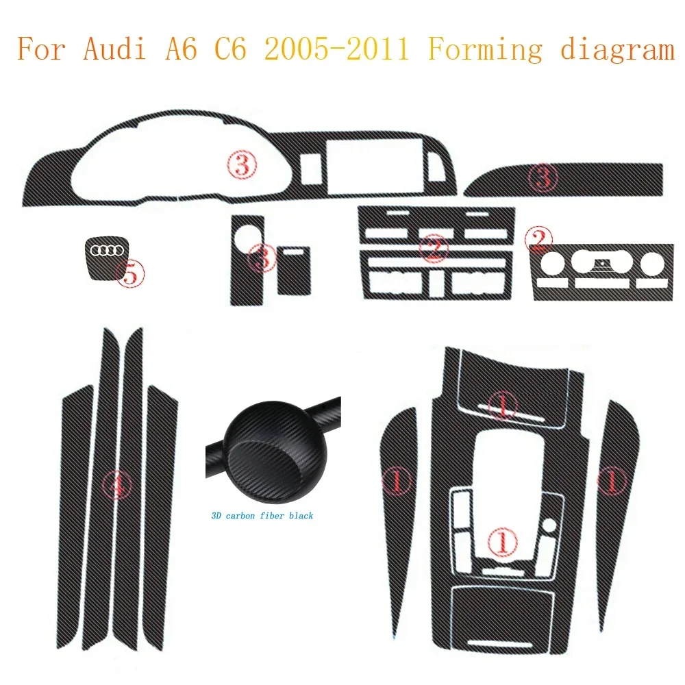 

Наклейки из углеродного волокна для Audi A6 C6 2005-2011, Центральная панель управления дверной ручкой, аксессуары для стайлинга автомобиля