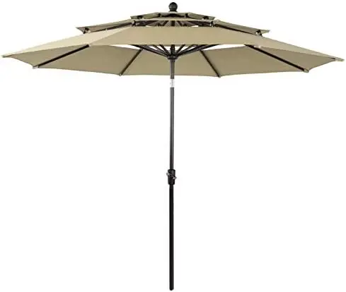

Umbrellas, Outdoor 3 Tier Vented Market Table Umbrella with 1.5" Aluminum Pole and 8 Sturdy Ribs, (Beige) for Poolside, Ter