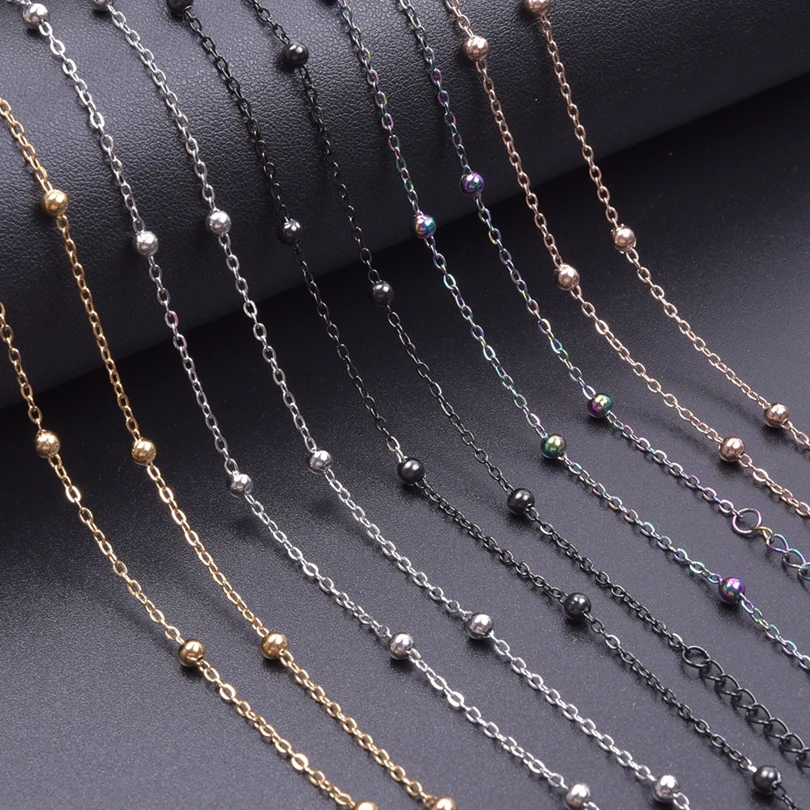 

5pcs 1.6mm Stainless Steel Bead Chains Necklace Woman Fashion Bulk DIY No Fade Choker For Jewelry Making Crafts Anklet Component