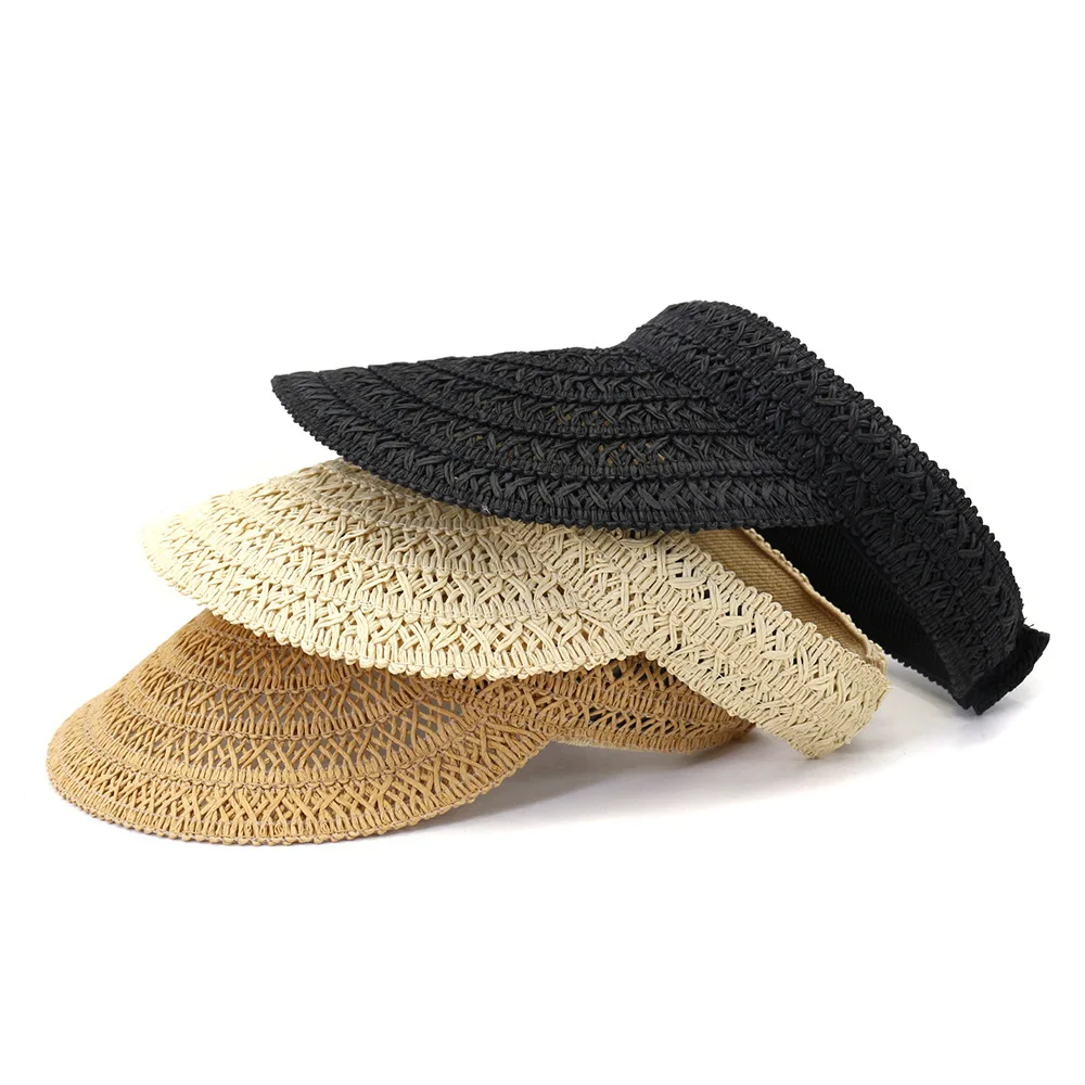 

Summer Outdoor Beach Empty Top Straw Hat New Travel Wide Brim Sun Visor Sun Protection Casual Solid Starw Hat