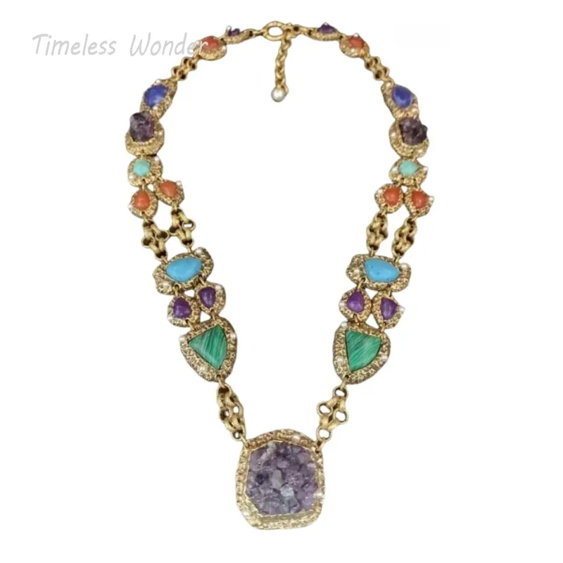 Женское Ожерелье с геометрическим камнем модное дизайнерское ожерелье цирконом