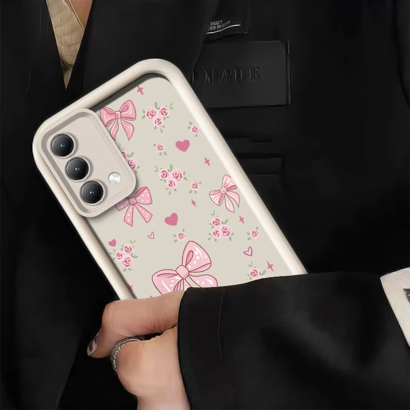 Фото Матовый силиконовый чехол с цветочным принтом и бантом для Infinix Tecno Pova 9 7 Ultra 6 Neo Camon 50 Spark 9 40C 30 Pro 6 Go 1 2025 №3