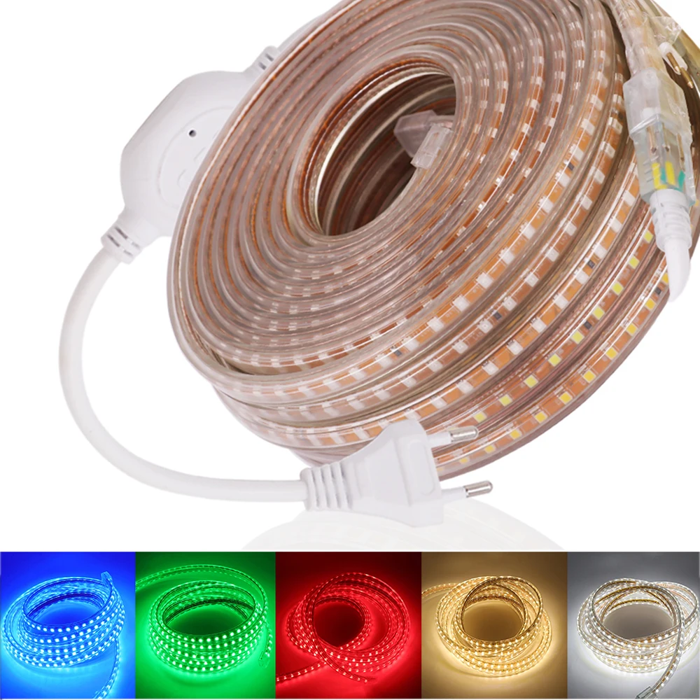 

AC 220V LED Strip SMD 2835 120Leds/M Indoor Outdoor Waterproof Home Garden Decor Flexible Ribbon Tape Rope LED Light