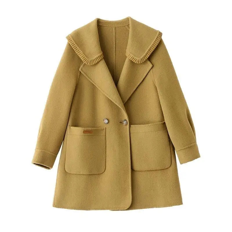 Plus Size Plus size Chubby Girl Autumn and Winter Dragon Phoenix Woolen Coat Women 2024 New Loose Mid-Length Thickened Wo...