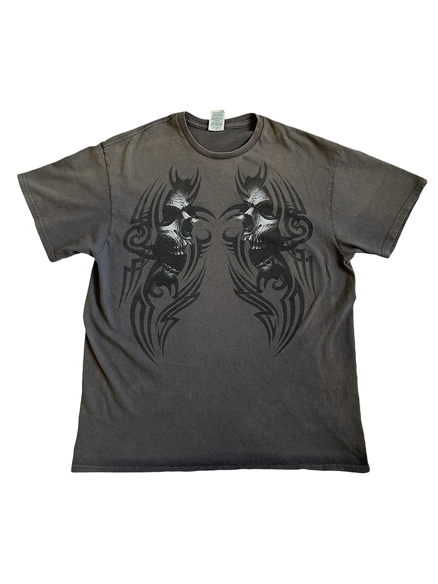 

Women Gothic Tops Printed Casual Loose Summer Basic Short Sleeve T-Shirts Streetwear Aesthetic Grunge Clothes Streetwear