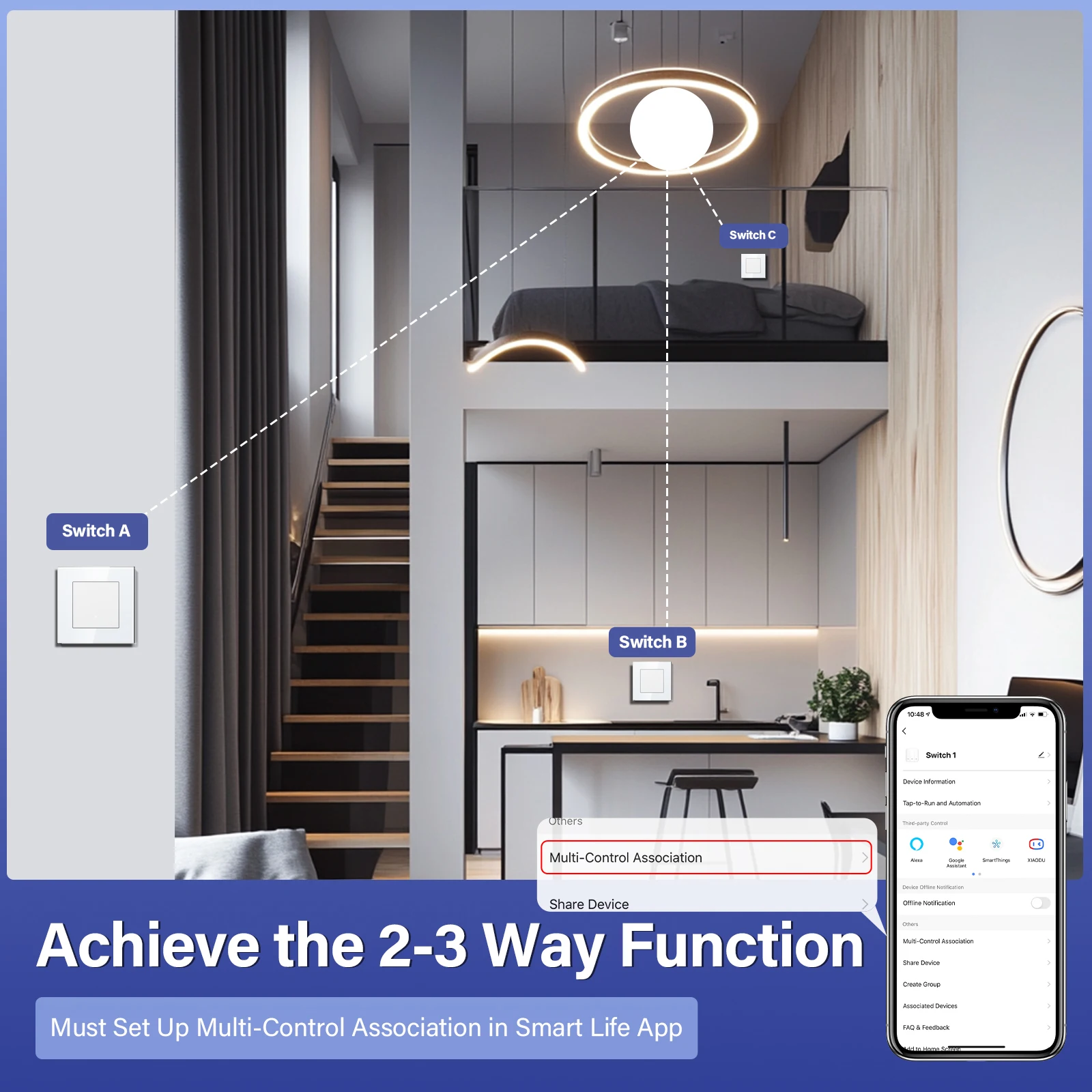 Фото BSEED Zigbee 1/2/3-клавишные умные выключатели света Tuya с кнопками Smart Click, приложение Smart Life, Alexa, розетки EU, порты USB-C (без Zigbee) №3