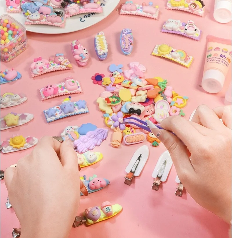 Детский клей «сделай сам» для кремового крема, брелок, Детская упаковка материалов «сделай сам», наклейки «сделай сам», заколки для волос, наклейки для девочек ручной работы Детский клей «сделай сам» для кремового крема, брелок, Детская упаковка материалов «сделай сам», наклейки «сделай сам», заколки для волос, наклейки для девочек ручной работы