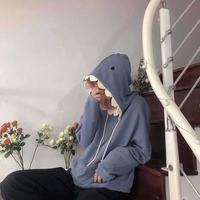 Женские толстовки с забавными акулами кавайная толстовка пуловер длинным