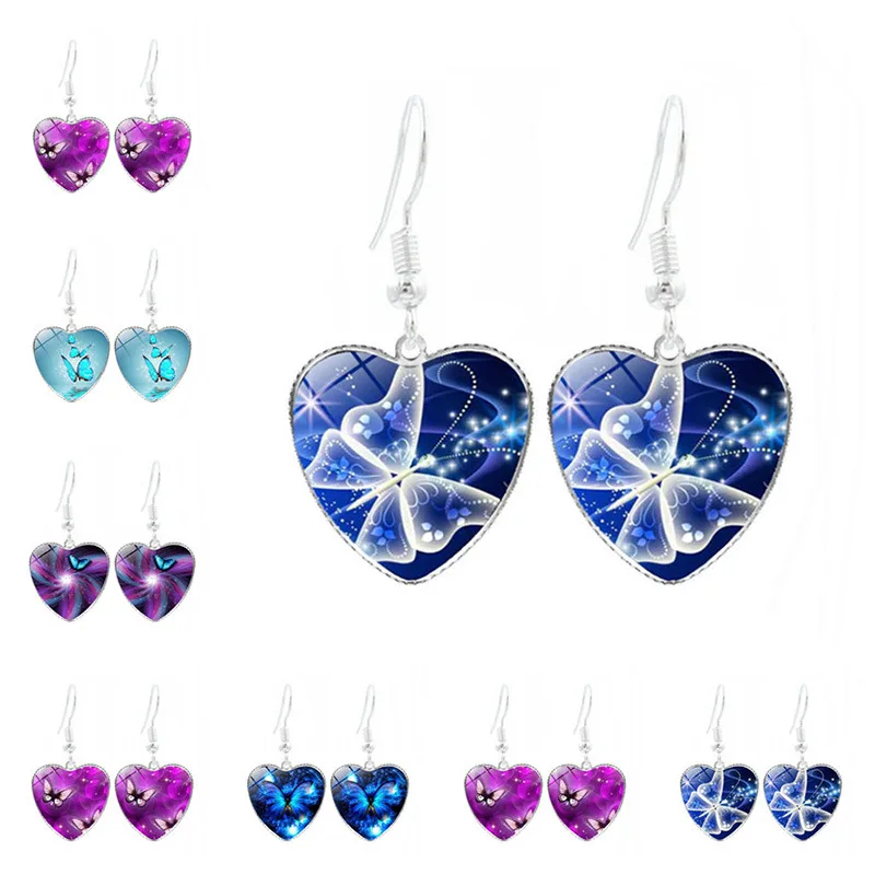 

Butterfly Earrings Cabochon Glass Unique Fashion Interesting Girl Women DIY Jewelry Accessories Pendant Gift