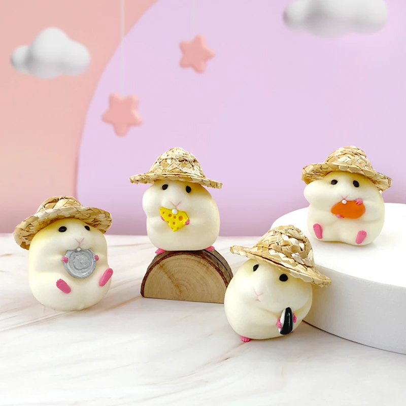 

1 шт. Симпатичный Хомяк, соломенная шляпа, декоративная подвеска для интерьера автомобиля с сыром и морковкой, аксессуары для украшения автомобиля