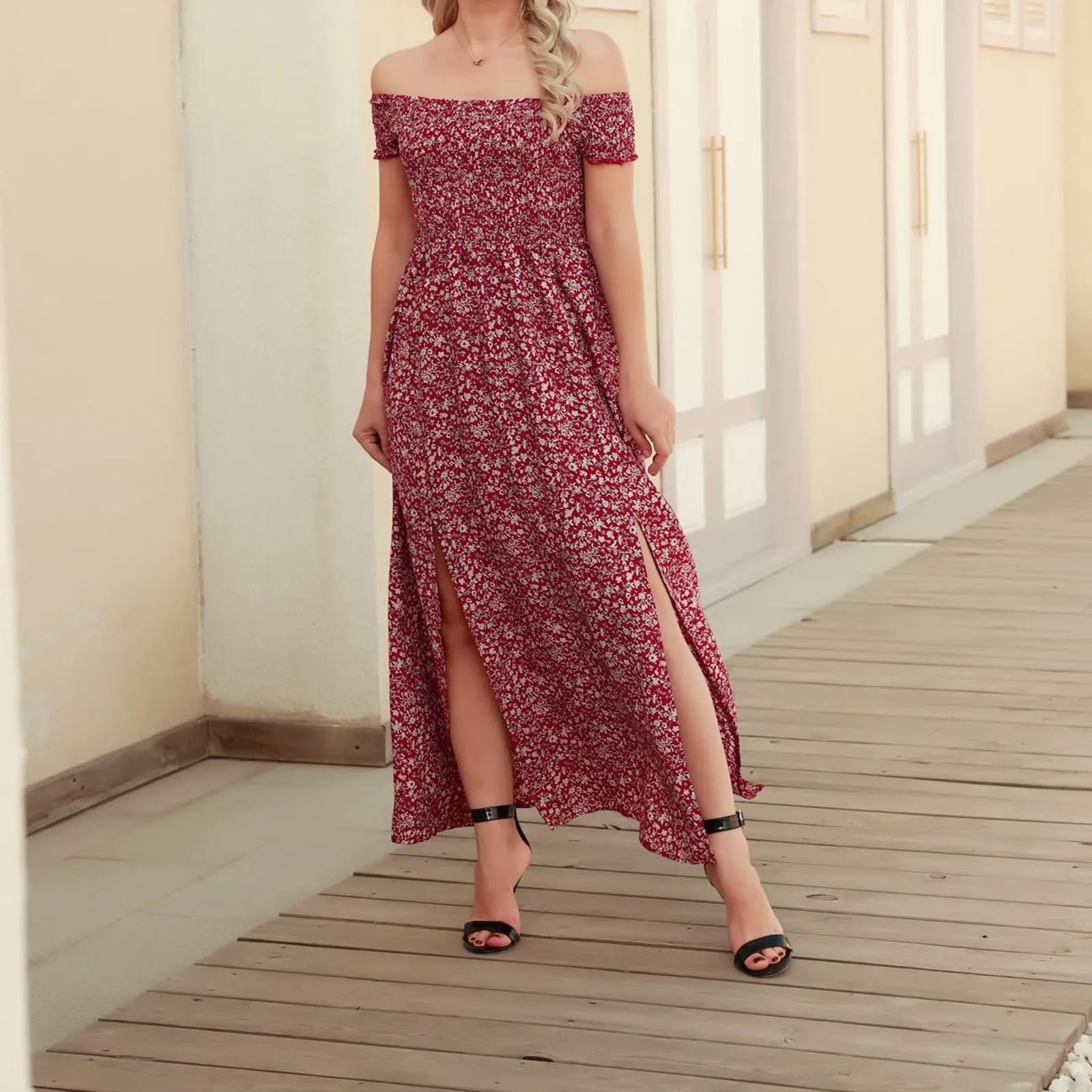 

Womens Dresses Long Women Casual Summer Floral Print Dress Top Dress Long Dress Beach Midi Formal Dresses for Women Evening
