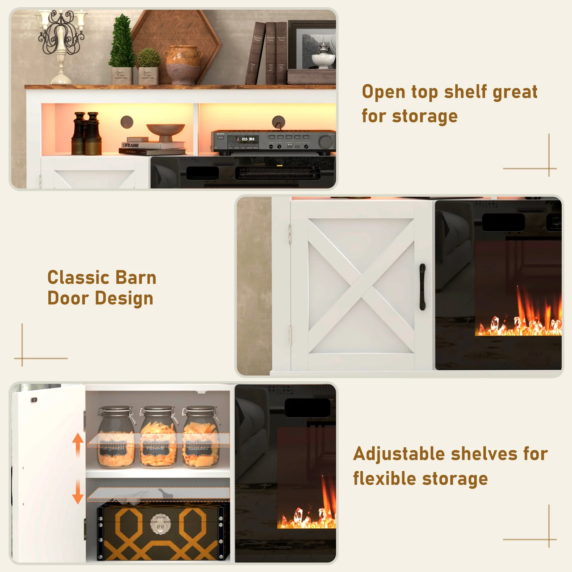 Фермерский камин телевизионная подставка для 70/75/80 дюймового телевизора 71