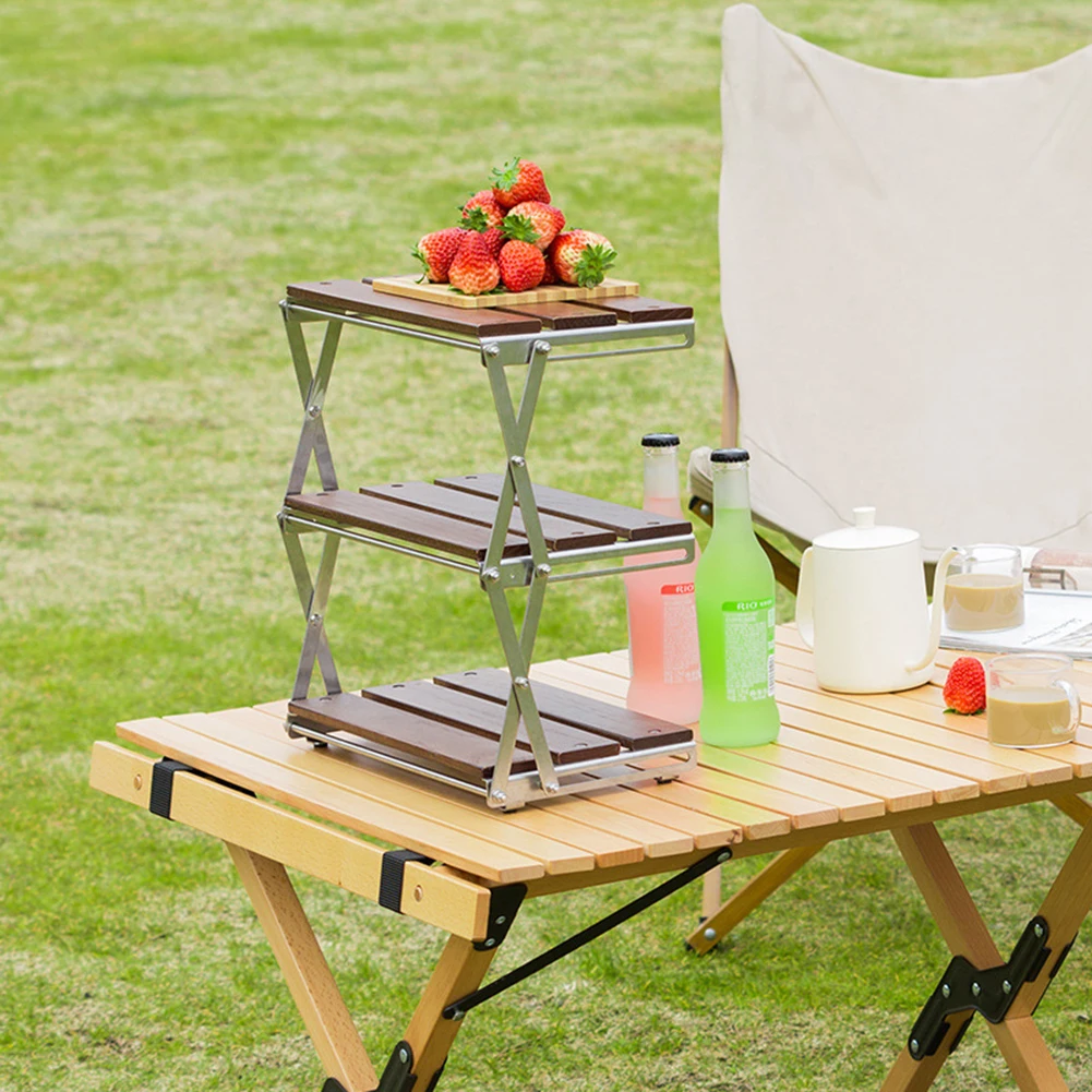 

Three-tier Camping Barbecue Table Portable Foldable Storage Rack Strong Bearing Capacity Organizer for Camping Picnic BBQ