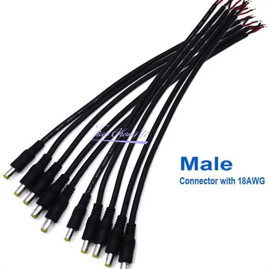 

18AWG 0,75 мм 5,5x2,5 мм/5050x3528 мм гнездовой/Мужской Разъем питания постоянного тока, кабель для светодиодной ленты 5630