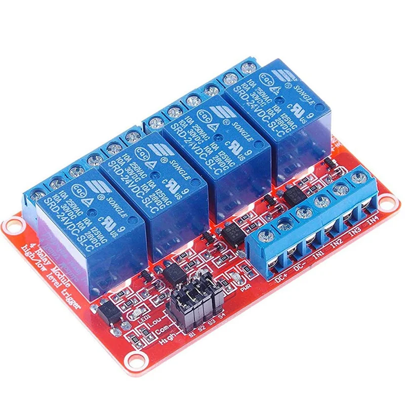 

5V 12V 24V 4 Channel Relay Module With Optocoupler isolation Support High and Low Level Trigger 4 Road Relays Board For Arduino