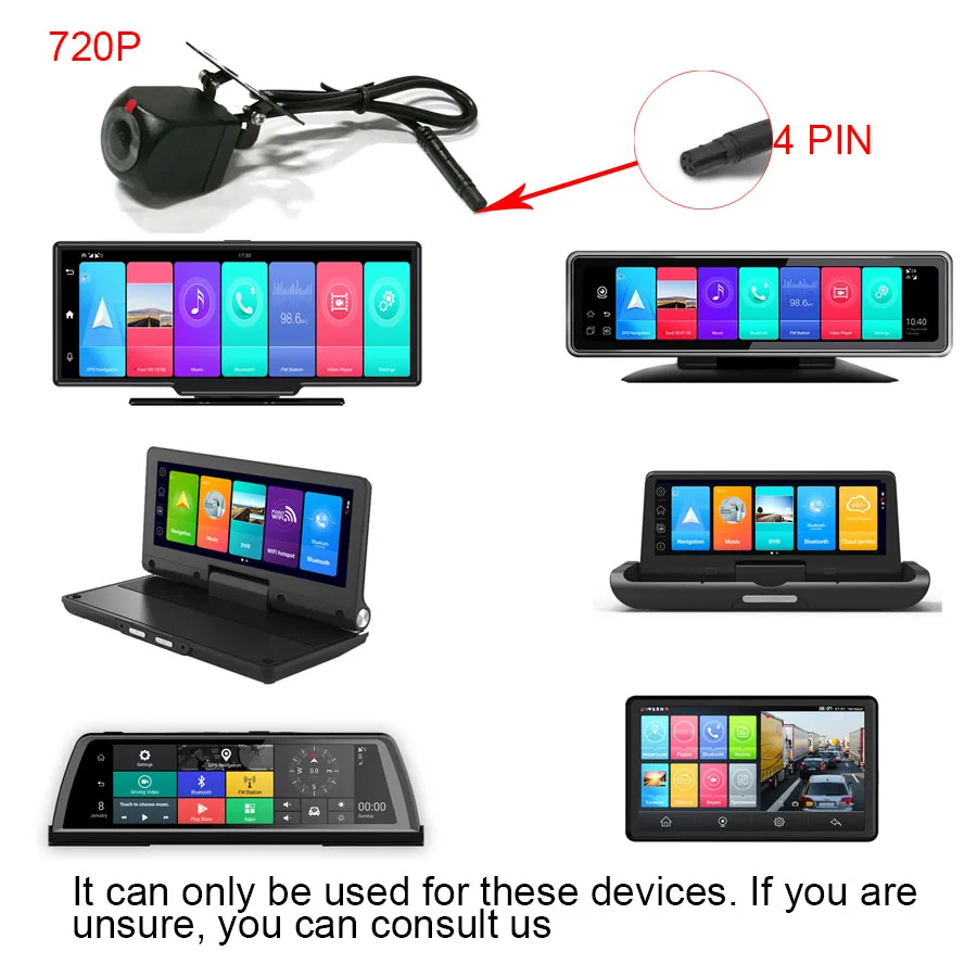 Автомобильная камера заднего вида 720P 120 ° Запись видео 2 5 мм (4-контактный) разъем