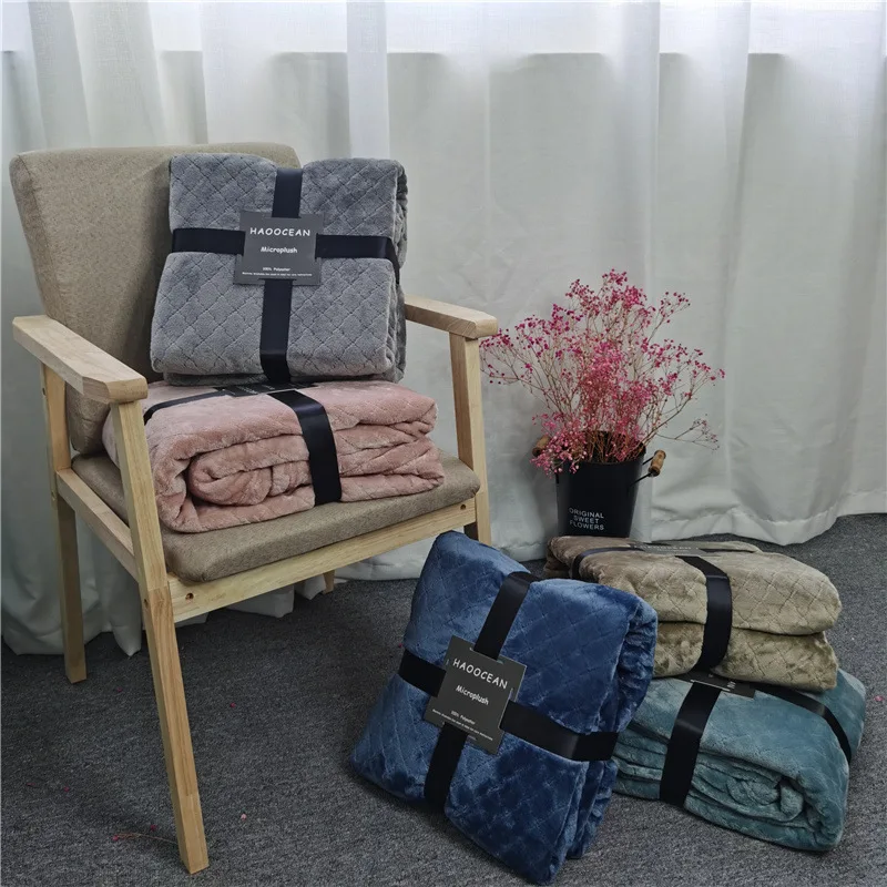 

Thickened Flannel Throw Blanket Coral Fleece Soft Adult Bed Cover Winter Warm Air Conditioning Bedspread for Sofa Bedroom Office