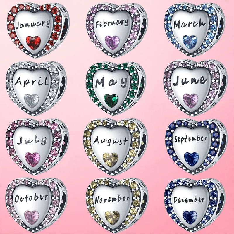 

Женские Подвески из серебра 925 пробы в виде камня на день рождения, шармы янтарно-декабрь подходят для Pandora, Оригинальные Серебряные подарочные украшения 925 пробы