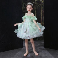 girls shoulderless wedding dress bead appliques party tulle princess birthday dress first communion gown for girls 2 14y