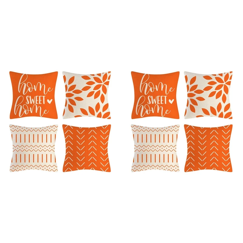 

Orange Pillow Covers 18X18 Set Of 8 Home Decorative Throw Pillow Covers Outdoor Linen Couch Throw Pillow Case