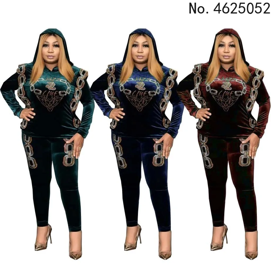 Бархатная африканская одежда комплект из 2 предметов женская для осени и зимы 2021