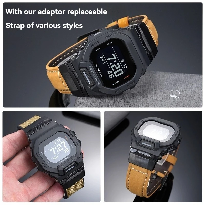 Фото Модифицированный ремешок-адаптер серии GBD-200 для Casio g-shock GBD-200, резиновый ремешок, браслет из нержавеющей стали, черный преобразователь №2