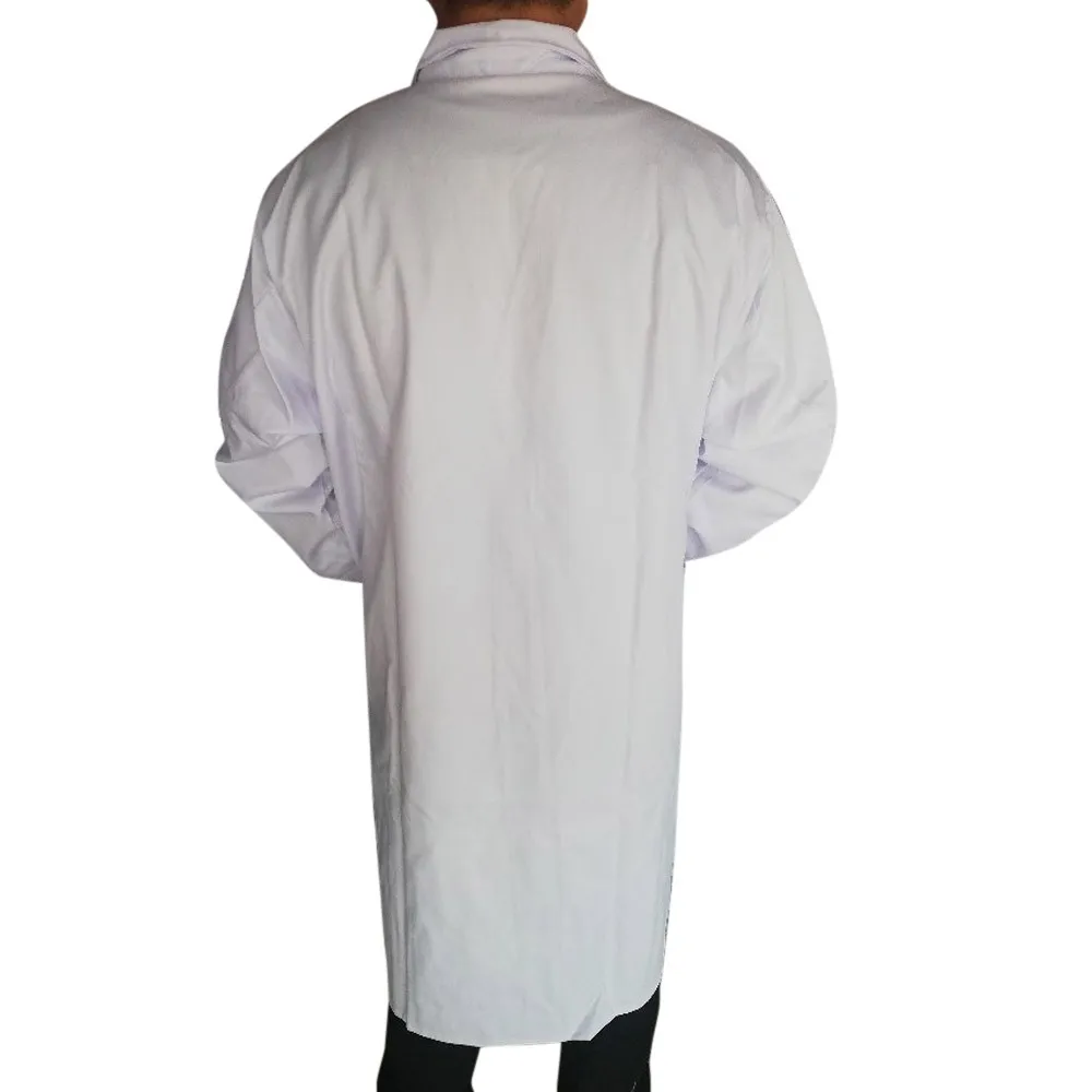 

Women Men Unisex Long Sleeve White Lab Coat Notched Lapel Collar Button Down Medical Nurse Doctor Uniform Tunic Blouse