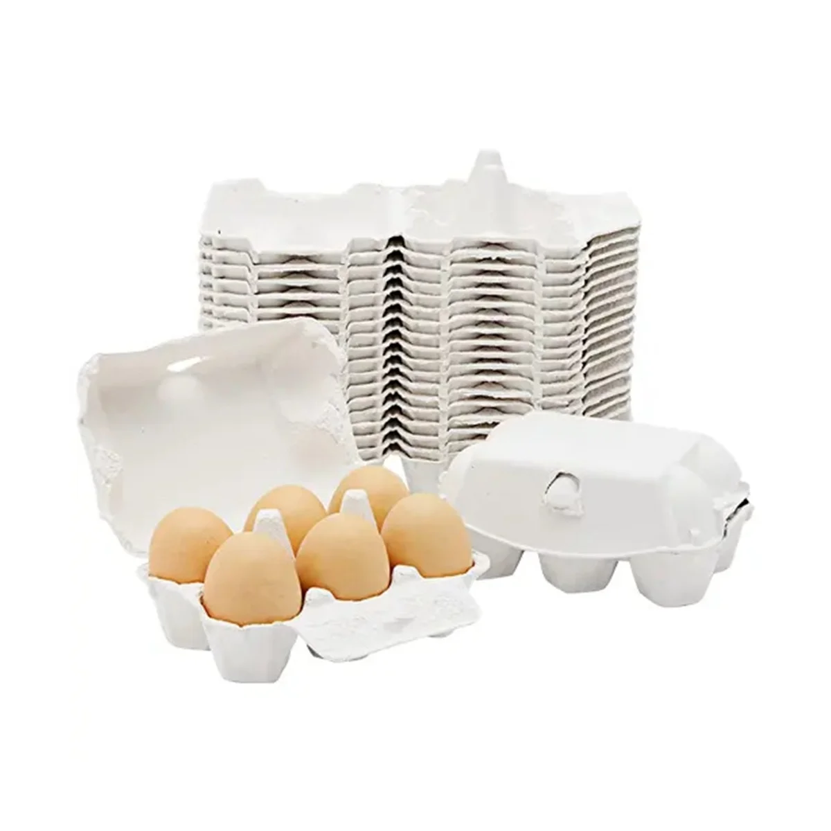 

50 Pieces Paper Egg Cartons for Chicken Eggs Pulp Fiber Holder Bulk Holds 6 Count Eggs Farm Market Travel