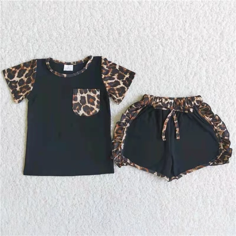 

wholesale boutique baby clothes summer girl fashion outfit short sleeve pocket top and shorts baby girl 2 pcs suit