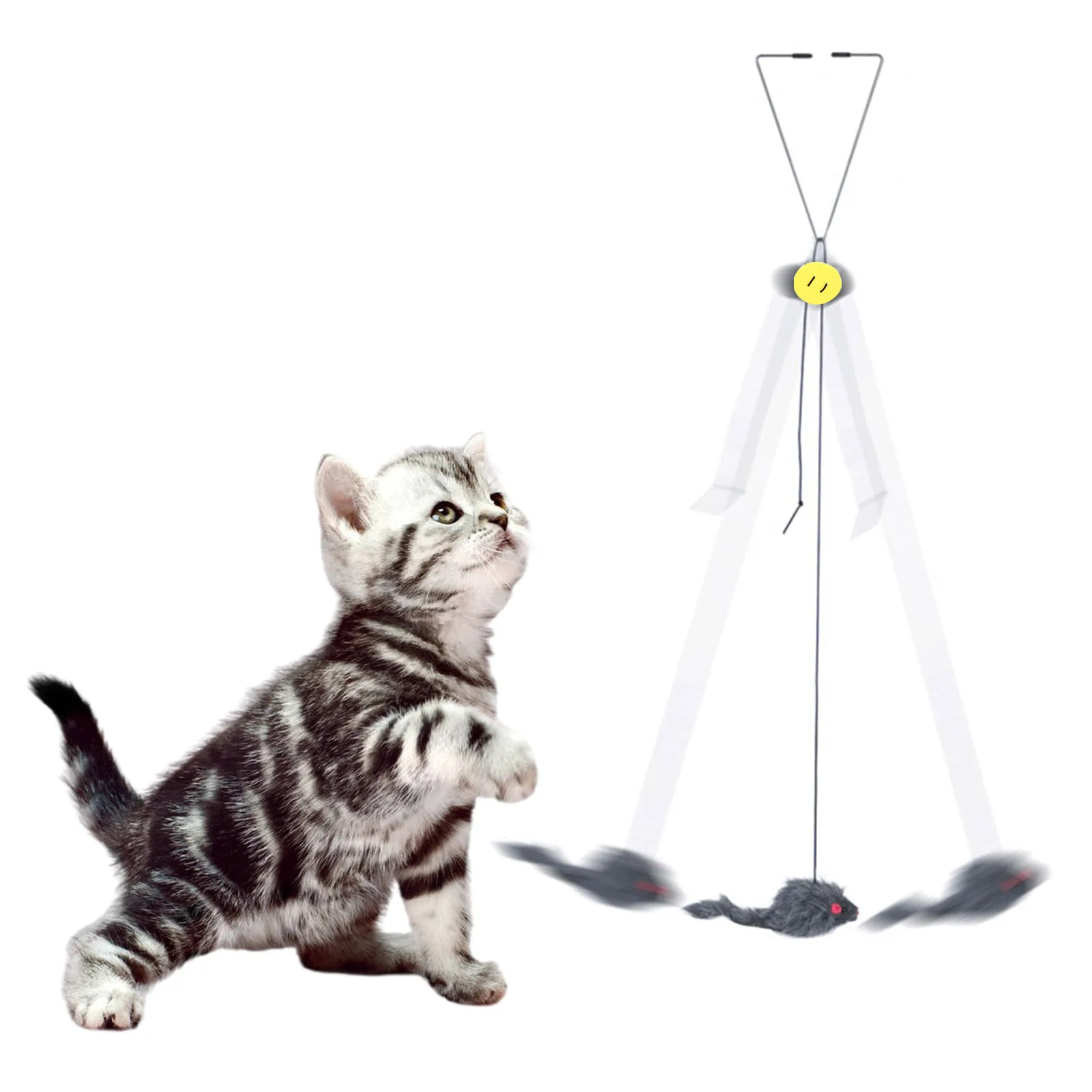 

Cat Toys Pet Toys Bouncing Mouse Cat Toy Cat Teaser Stick For Indoor Cats Interactive Retractable Rope Mouse Pet Jump Training