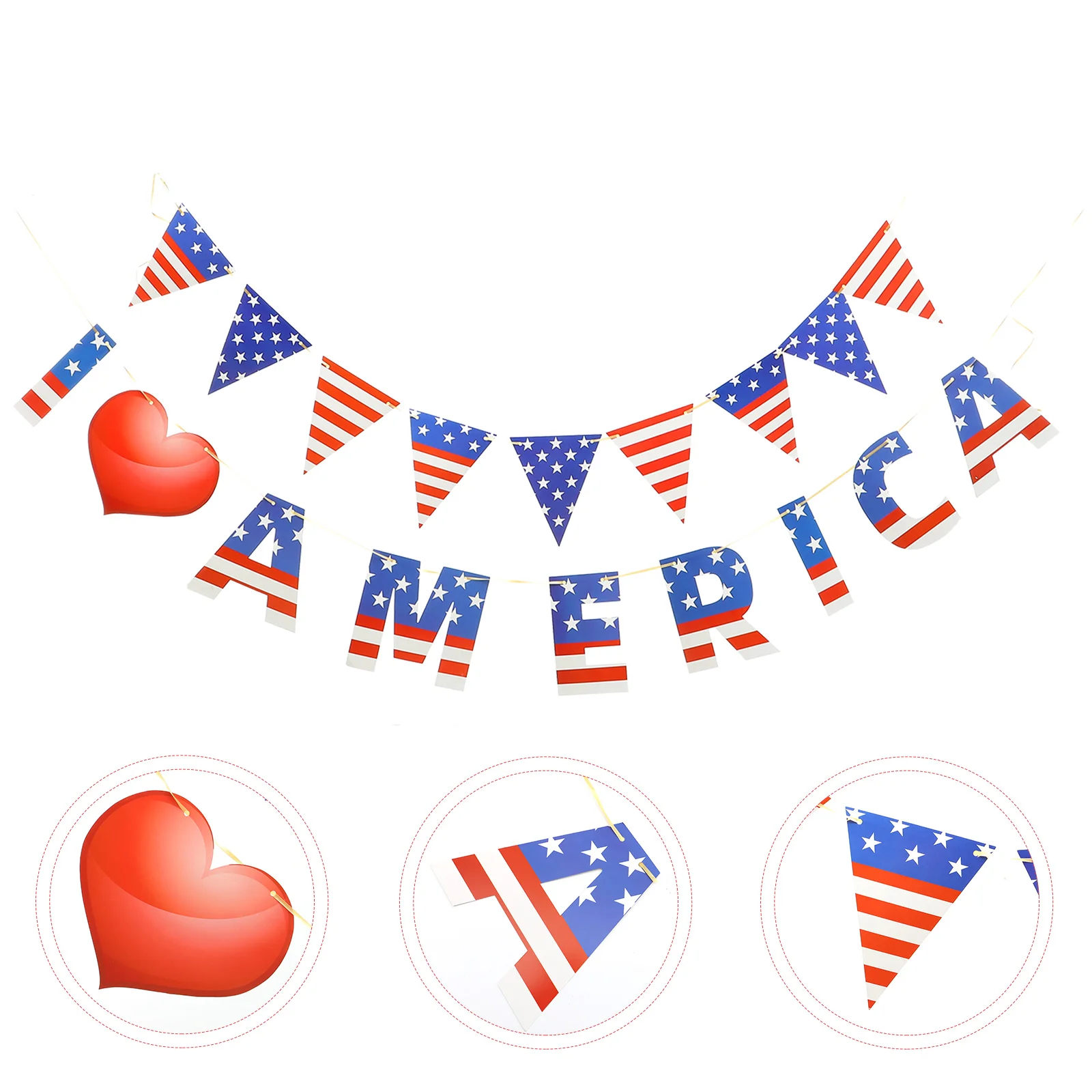 

Banner Day Flag Julyparty Independence Patriotic 4Th American Pennant Decoration Bunting Decorations Decor Fourth Usa National