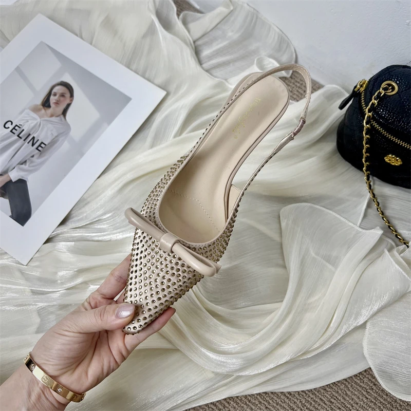 Eilyken дизайнерские шелковые туфли-лодочки с кристаллами для женщин пикантные