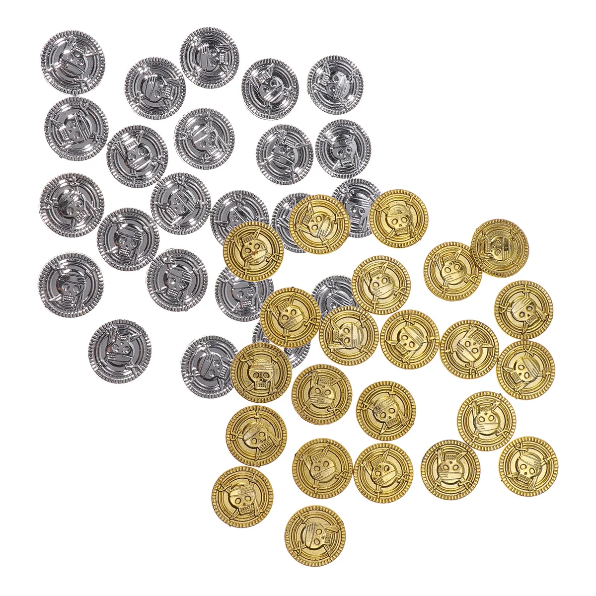 

100 шт., игровые монеты, поддельные пиратские монеты, реквизит для вечеринки, пластиковые монеты для детей (золотые монеты)