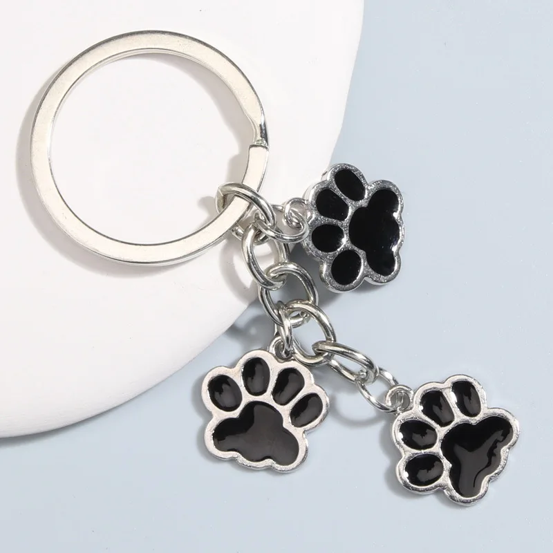 1Pcs Enamel Keychain Cat Dog Paw Key Ring Footprints Key Chains DIY Women Men Handbag Accessories Handmade Jewelry Gifts