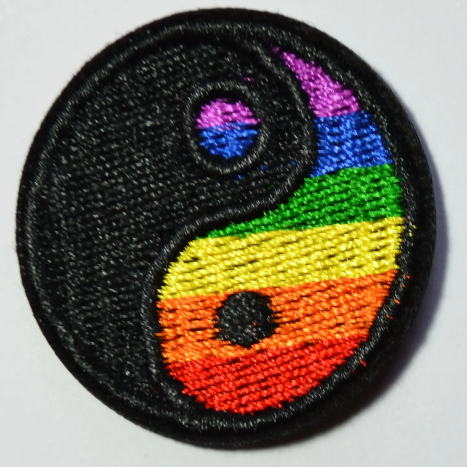 

Yin Yang gay lesbian pride rainbow retro LGBT applique iron-on patch sm