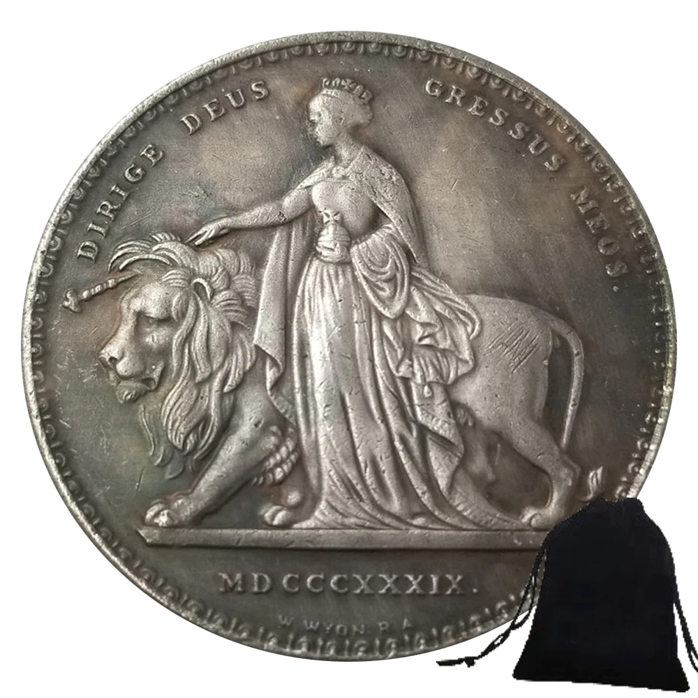 

1839 Antique England Britain Coin Shilling UK Old Coin Copy Commemorative Coin World Coins England Coins Favors Gifts+Gift Bag