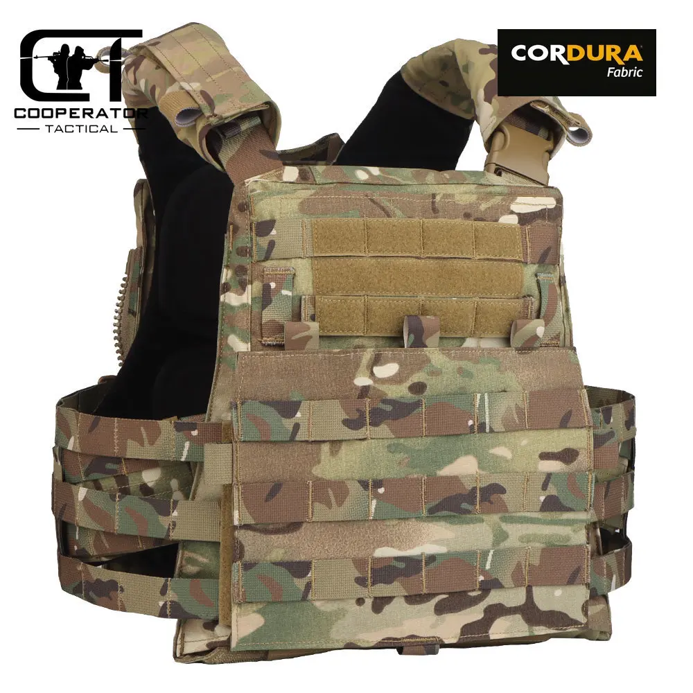 

Tactical AVS MBAV Plate Carrier Vest Set with Back Panel Zipper Molle Webbing Camo Military Quick Open Vest for Airsoft Hunting