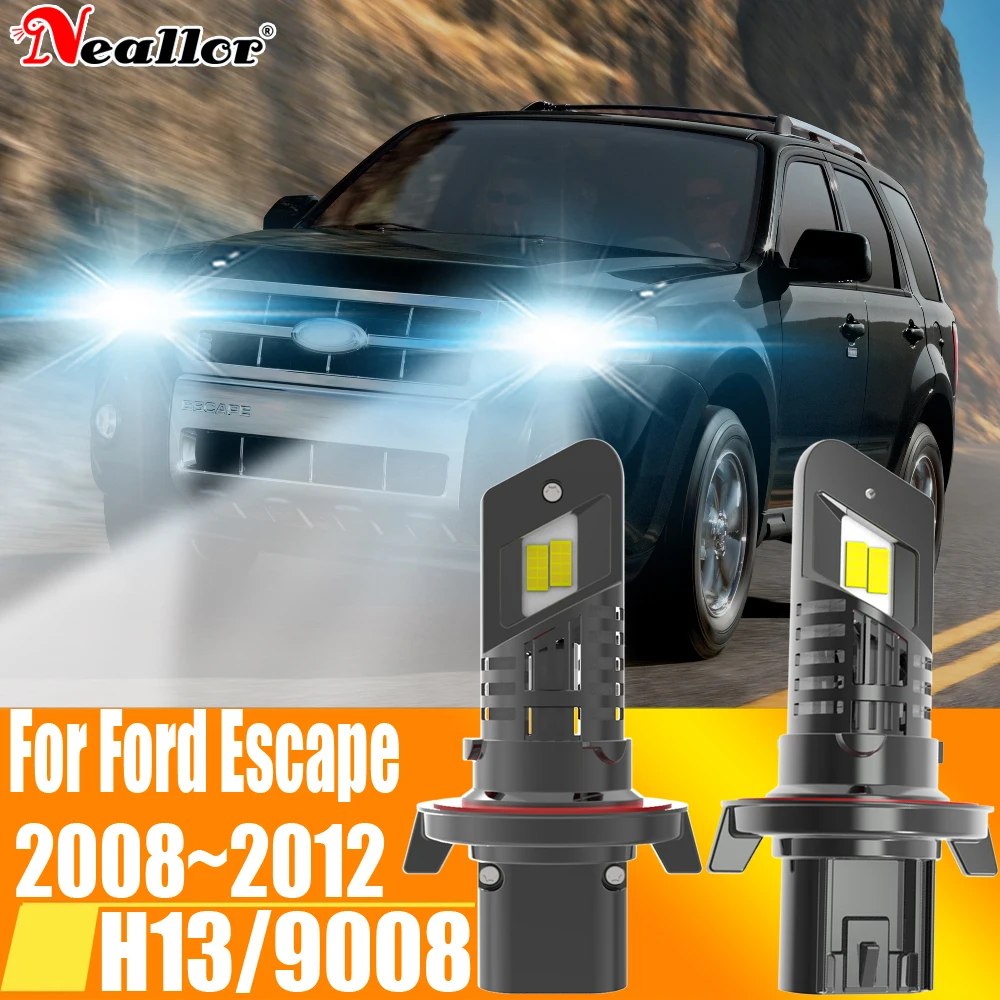 2 шт. H13 9008 светодиодные фары Canbus безошибочные автомобильные лампы высокой мощности белые DRL Противотуманные фонари фотолампы 12 В 55 Вт для Ford Escape 2008 ~ 2012