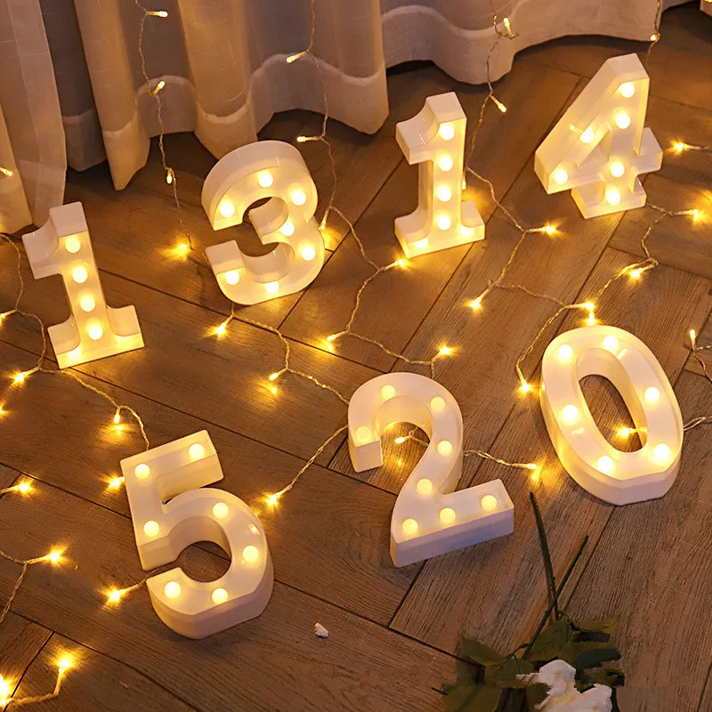 

Alphabet Letter Number Lamp Wedding Party Birthday House Wall Home Bedroom Decoration LED Night Lights Personalised Ornaments