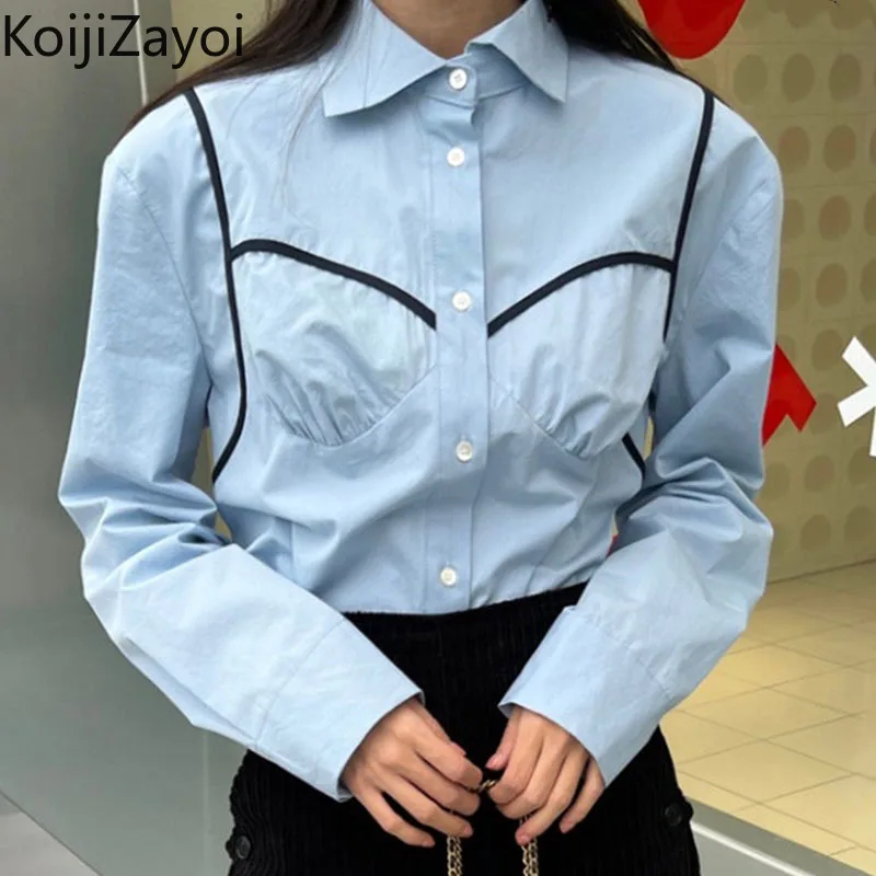 

Koijizayoi Casual Loose Solid Women Blouse Spring Autumn Fashion Office Lady 2022 Korean Shirt Single Breasted Blusas Outwear