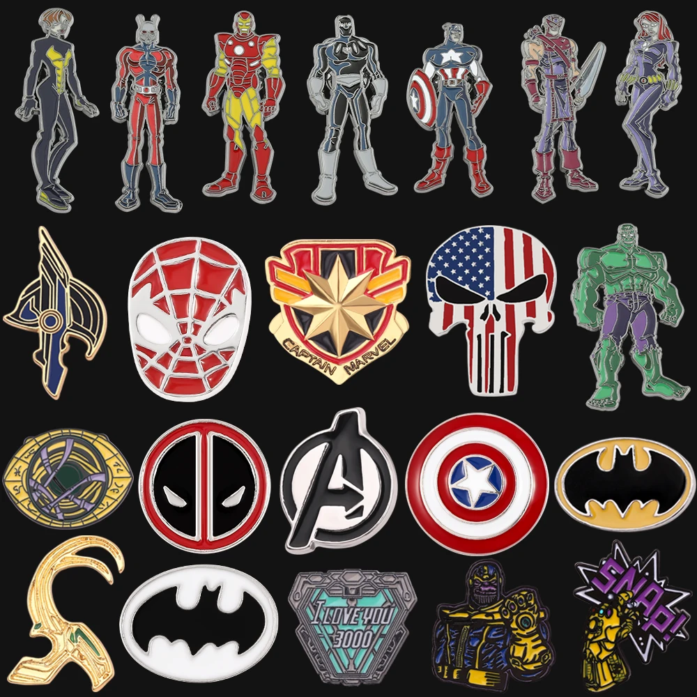 

Marve Superhero Collection Brooch Iron Man Hulk Avengers Badge Metal Enamel Lapel Pin Backpack Decoration Jewelry Accessories