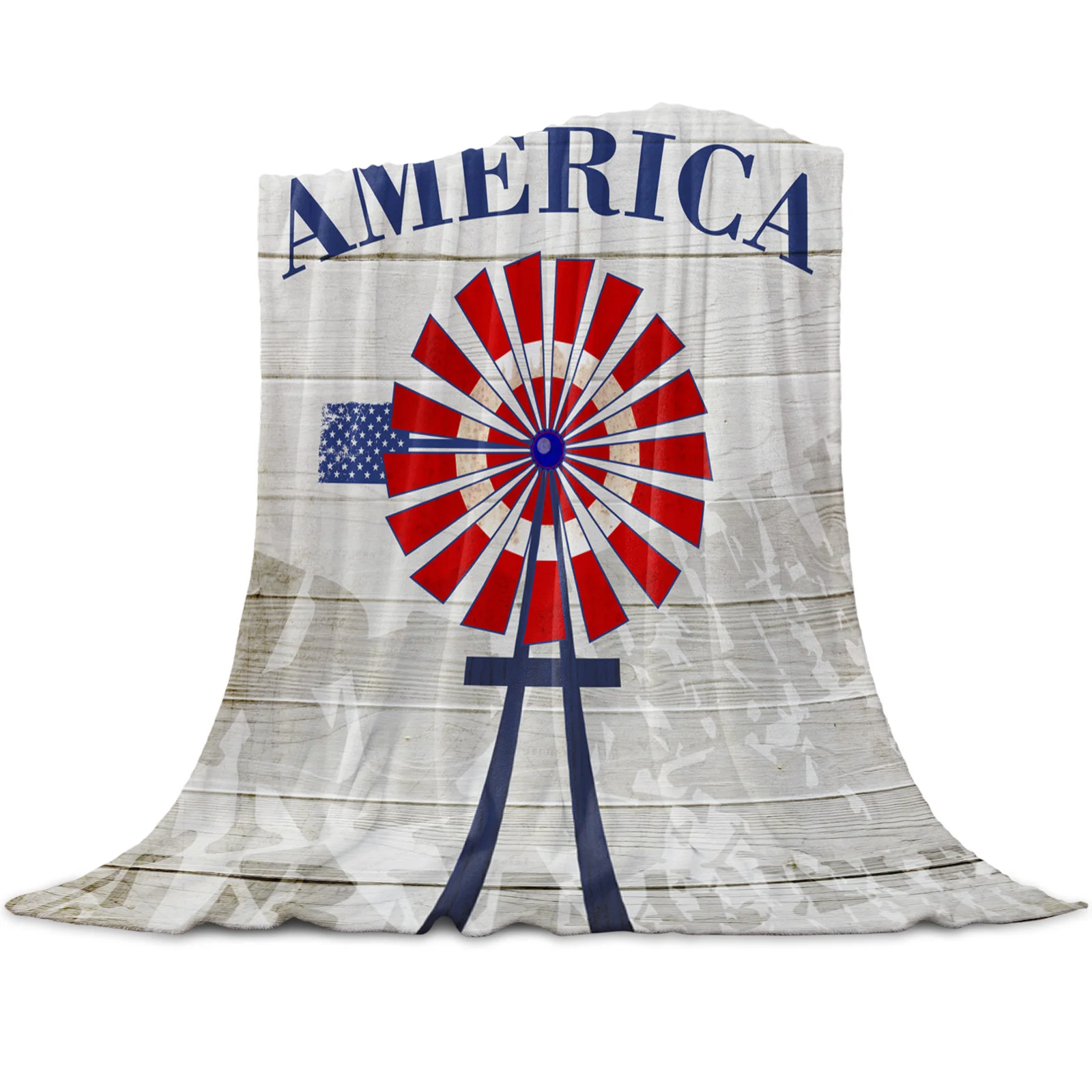 

Farm Windmill Flower Printed Flannel Throw Blankets for Sofa Bed Bedding Room Soft Fleece Super Soft King Full Size