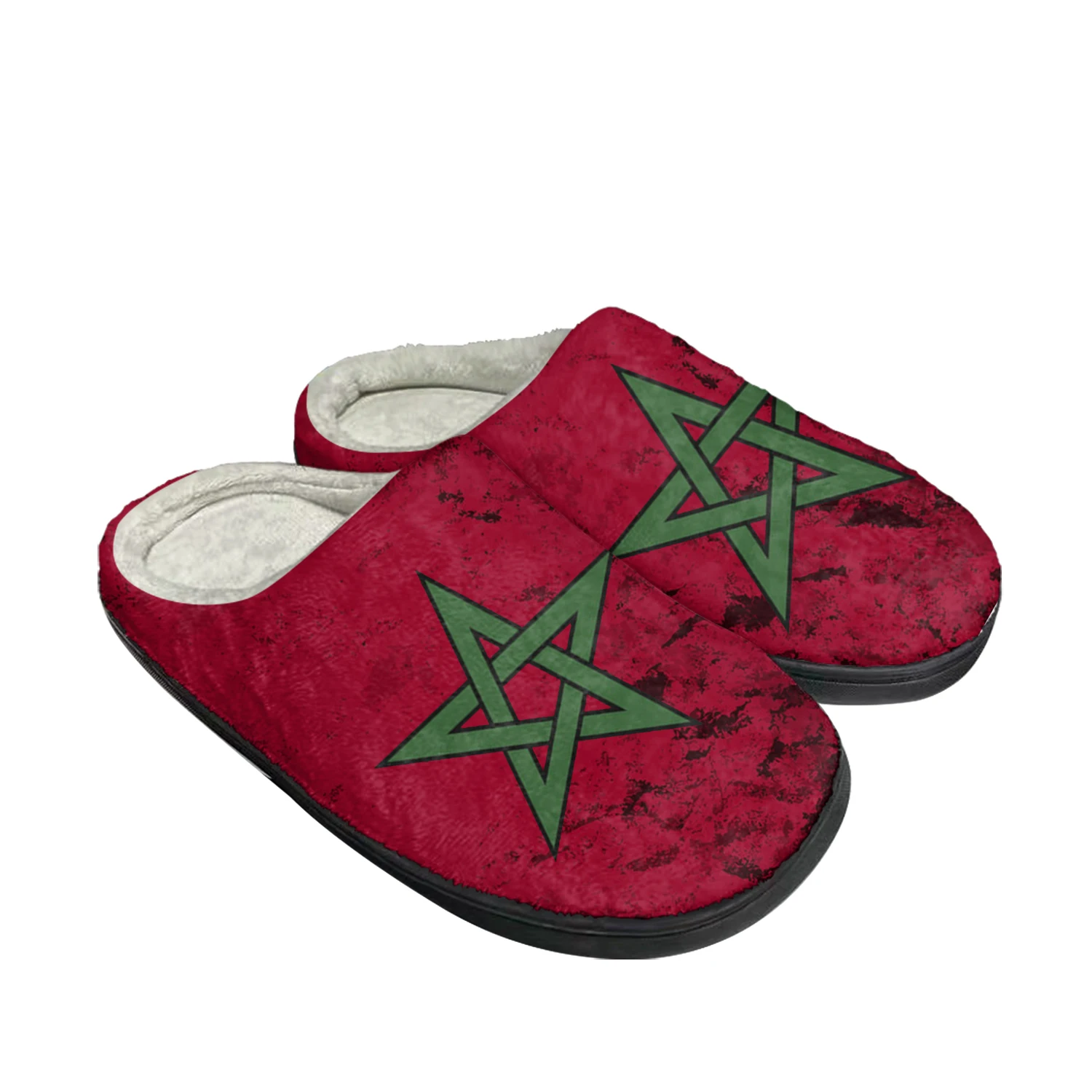 

Hot Moroccan Flag Home Cotton Custom Slippers Mens Womens Sandals Morocco Plush Bedroom Casual Keep Warm Shoes Thermal Slipper