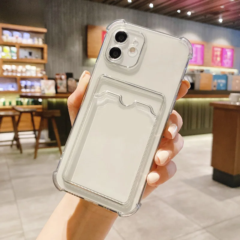 

Soft Clear Wallet Case For Vivo Y21 2021 Y21S Y33S Y17 Y11 Y12 Y15 Y12S Y12A Y20 T1X 4G Card HolderTransparent Shockproof Cover
