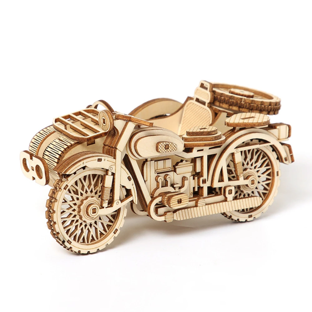 3d Wood Tricycle Workcraft Puzzle Kits Ww2 Army Motorcycle DIY Building Blocks for Adults Child Brain Teaser Autobike Models