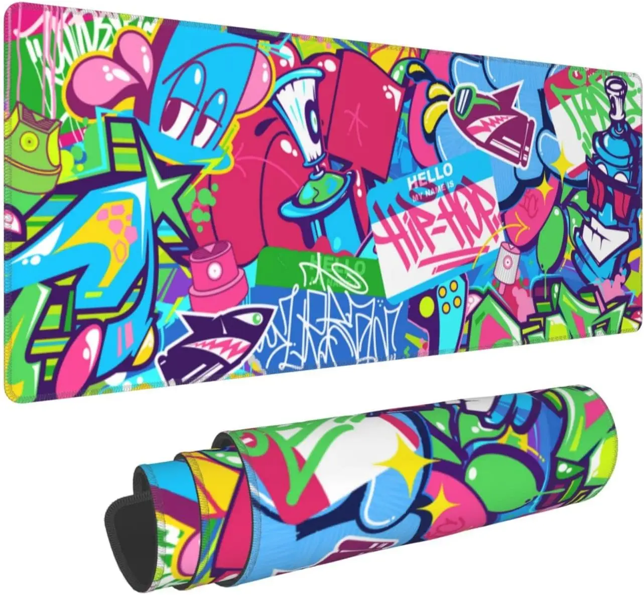 

Abstract Urban Graffiti XL Large Mouse Pad Extended Pad with Stitched Edge Non-Slip Waterproof Full Long Mousepad 31.5X11.8In