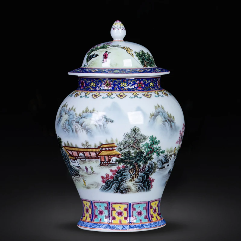 

Jingdezhen Ceramic pastel flowers blooming rich and noble small general can tea can wake up tea with a lid moisture-proof seal